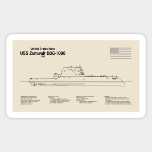 USS Zumwalt DDG-1000 Destroyer ship plans - SDpng Magnet